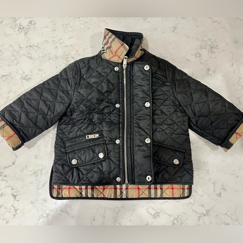Burberry Black Quilted Coat 12m